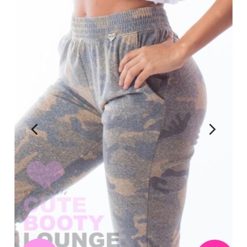 Cute Booty Lounge Camo Joggers in Gray and Tan